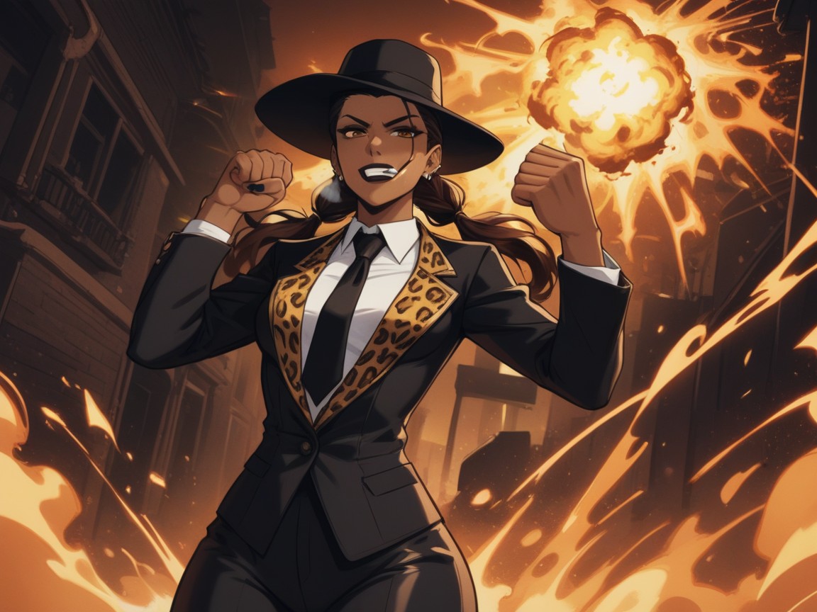 Gapped Thighs, Black Business Suit, Dimly Lit Latina AI Porn