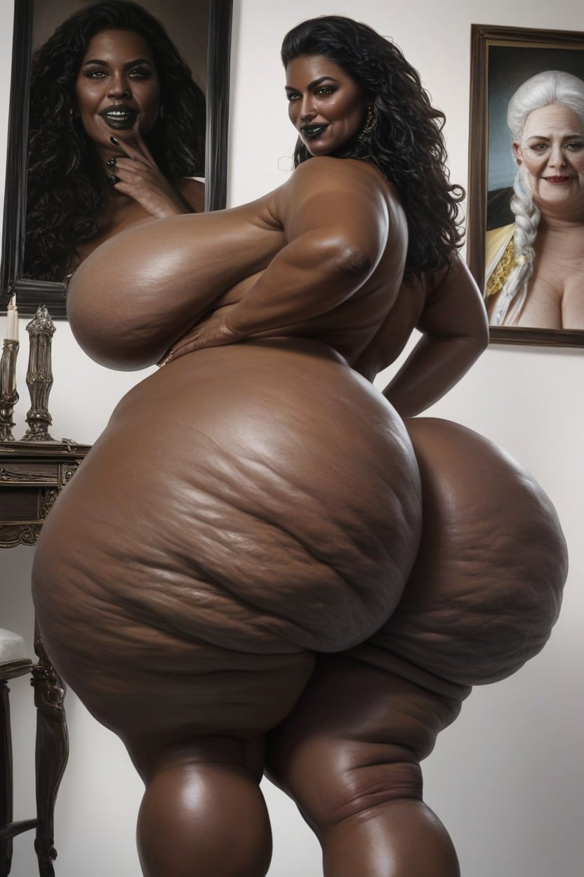 Hyper Wide Hips, Cellulite, Curly AI Porn
