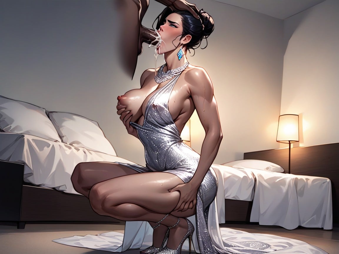 One Shoulder Off, Topless, Steamy AI Porn
