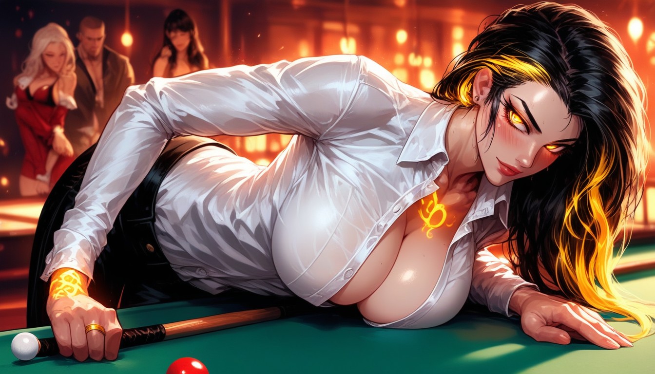 Cleavage, Unbuttoned, Intense Focused Gaze Hentai AI Porn
