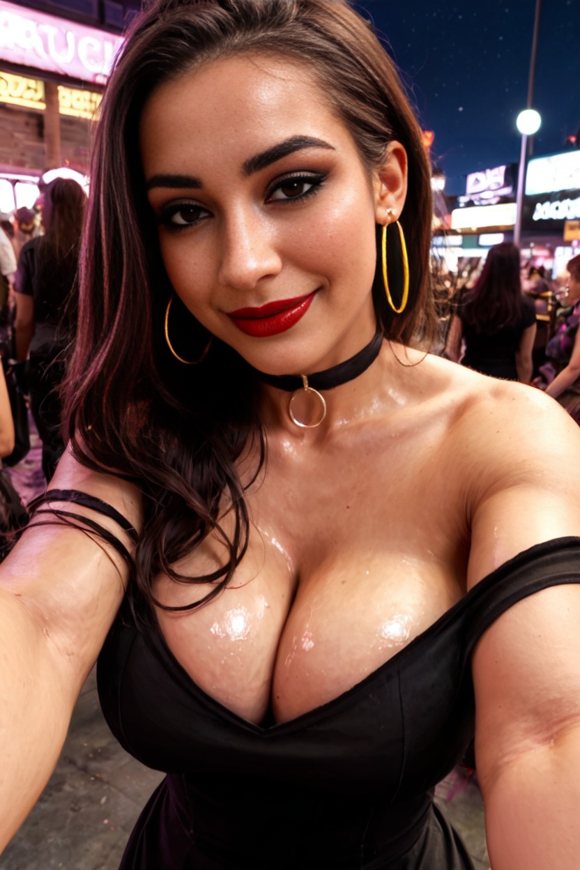 Dark, Snapchat Selfie, Saggy Oiled Natural Tits AI Porn