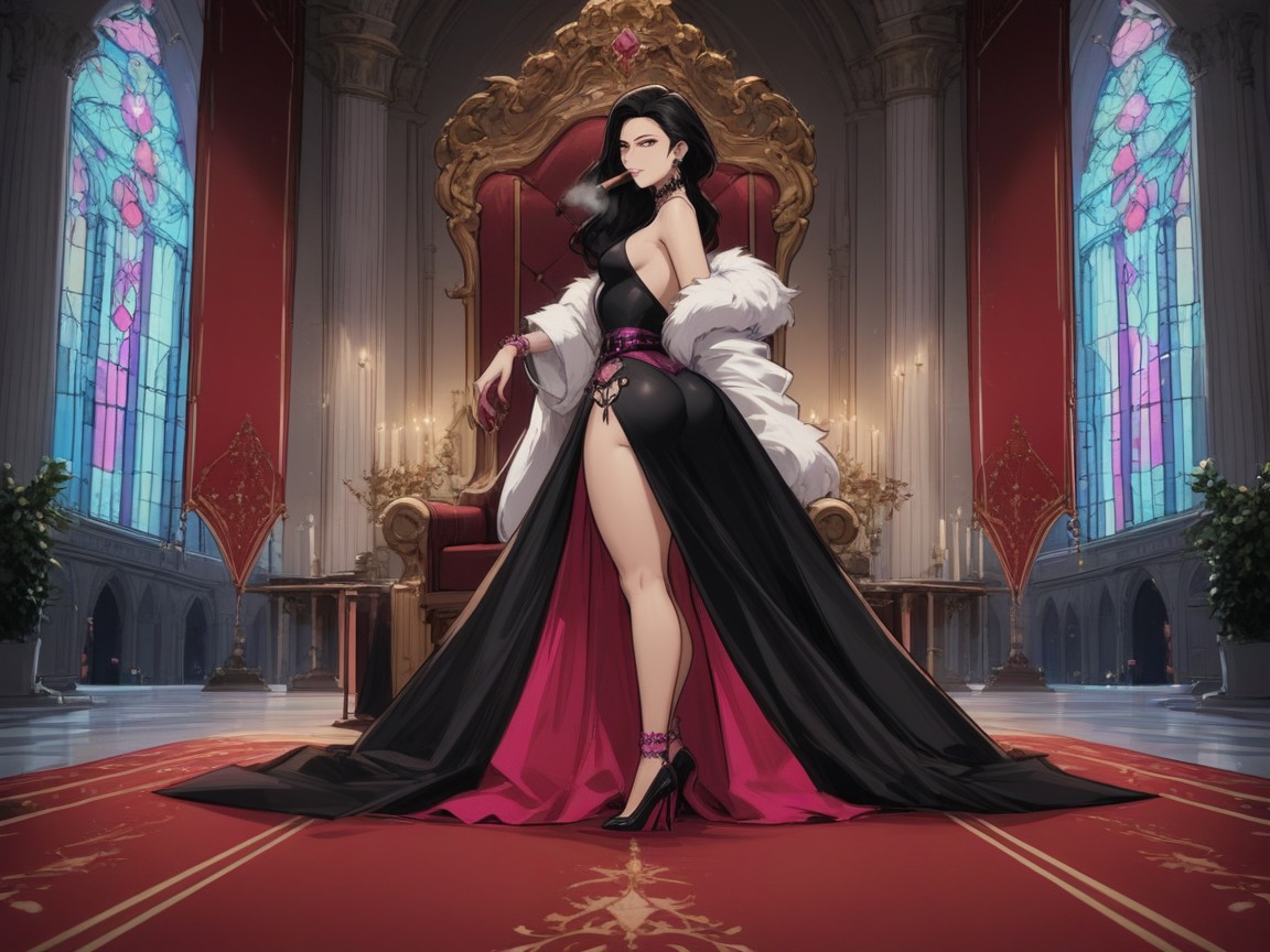 Butlers And Servants In Background, Side View, Diamond Bracelets Latina AI Porn
