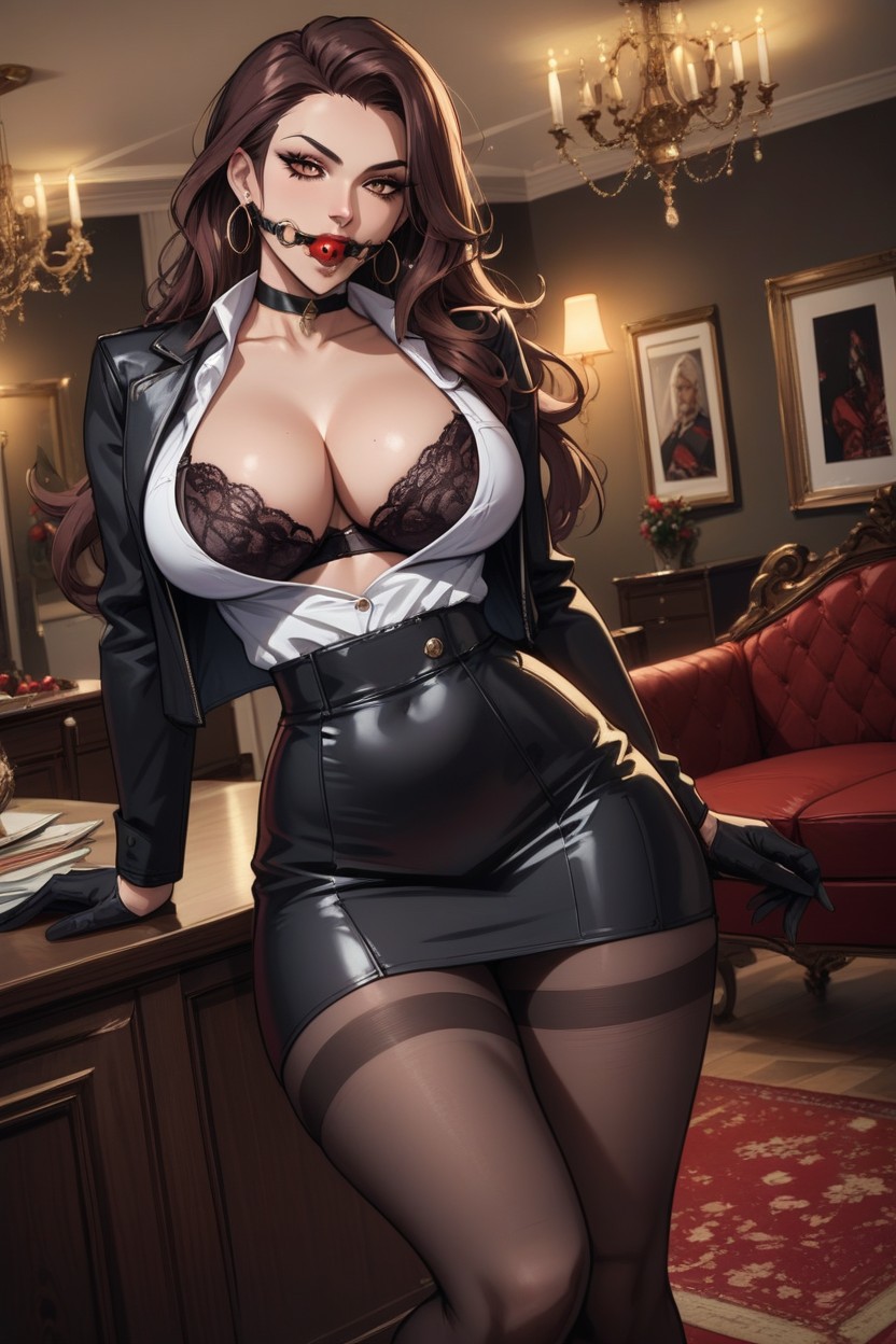 Big Rounded Breasts, Black Jacket, 18+ AI Porn