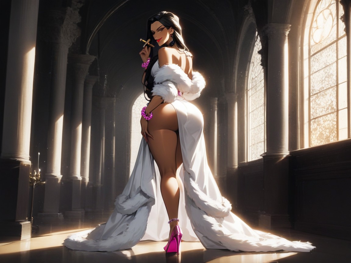 Red Lipstick, Mansion Background, Long Length AI Porn
