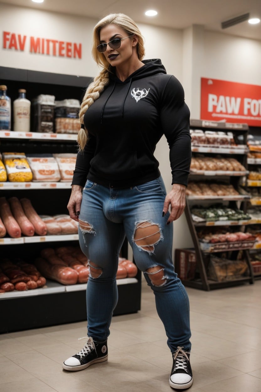 Fat Bulge In Pants, Hyper Muscles, Big Shoulders AI Porn
