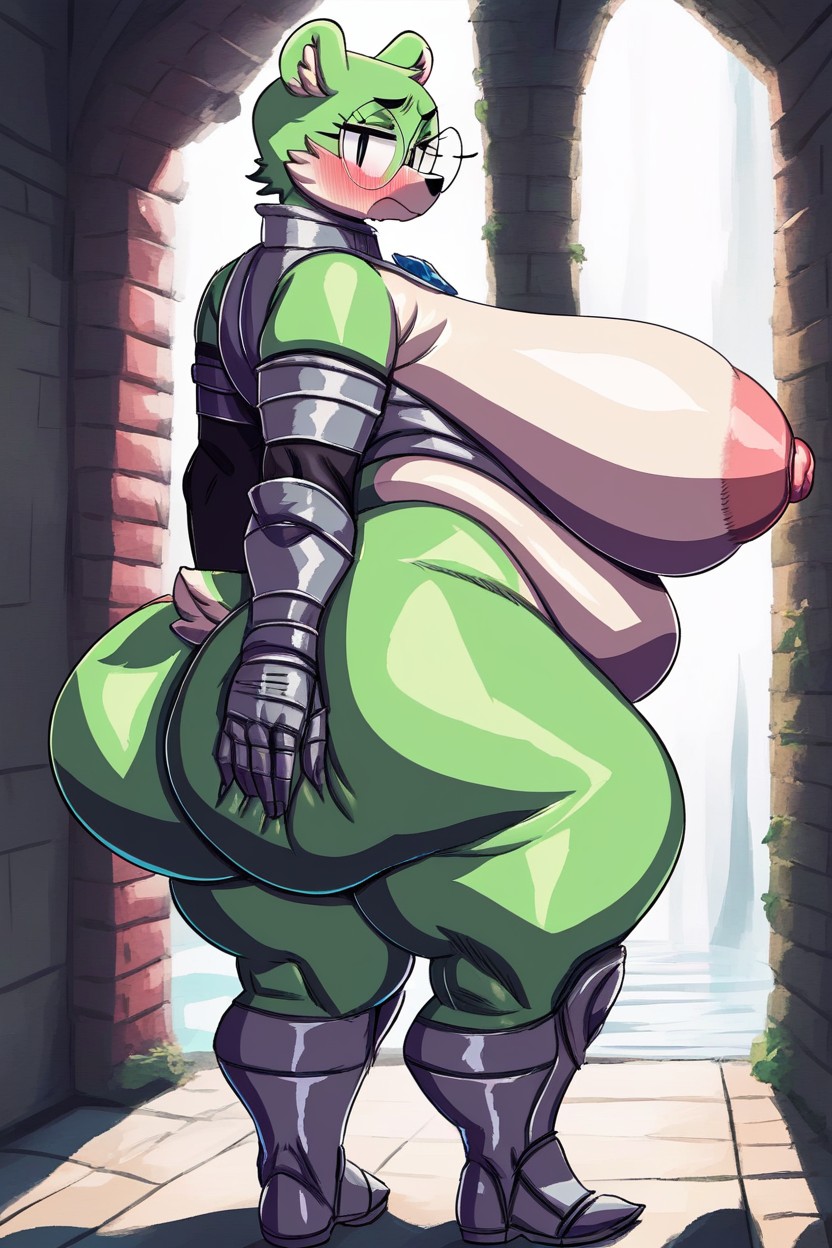 Round Ears, Standing, Gigantic Ass Furry AI Porn
