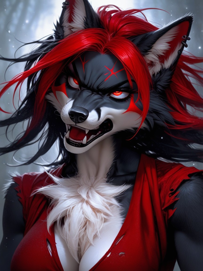 Emo Outfit, Fox, Female Furry AI Porn