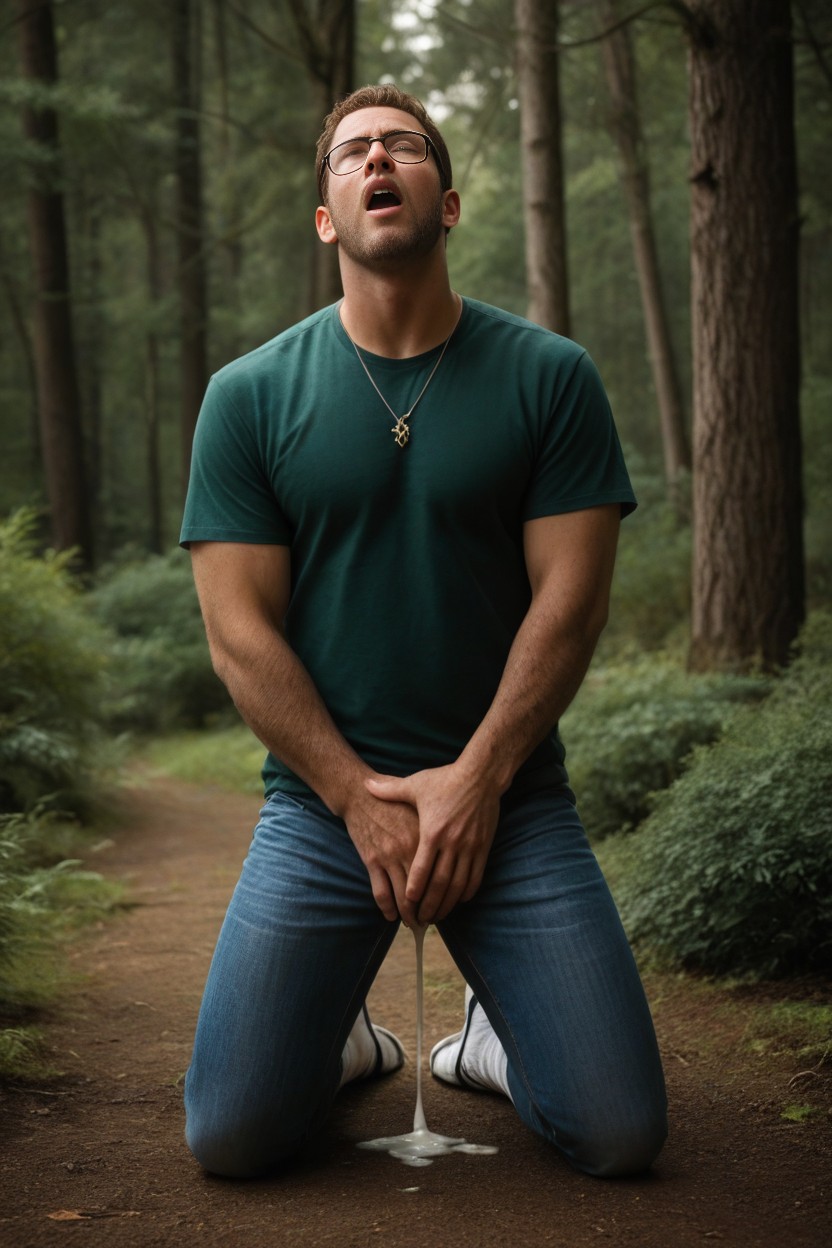 Looking Up, Surprised, Gay Naked Man AI Gay Porn