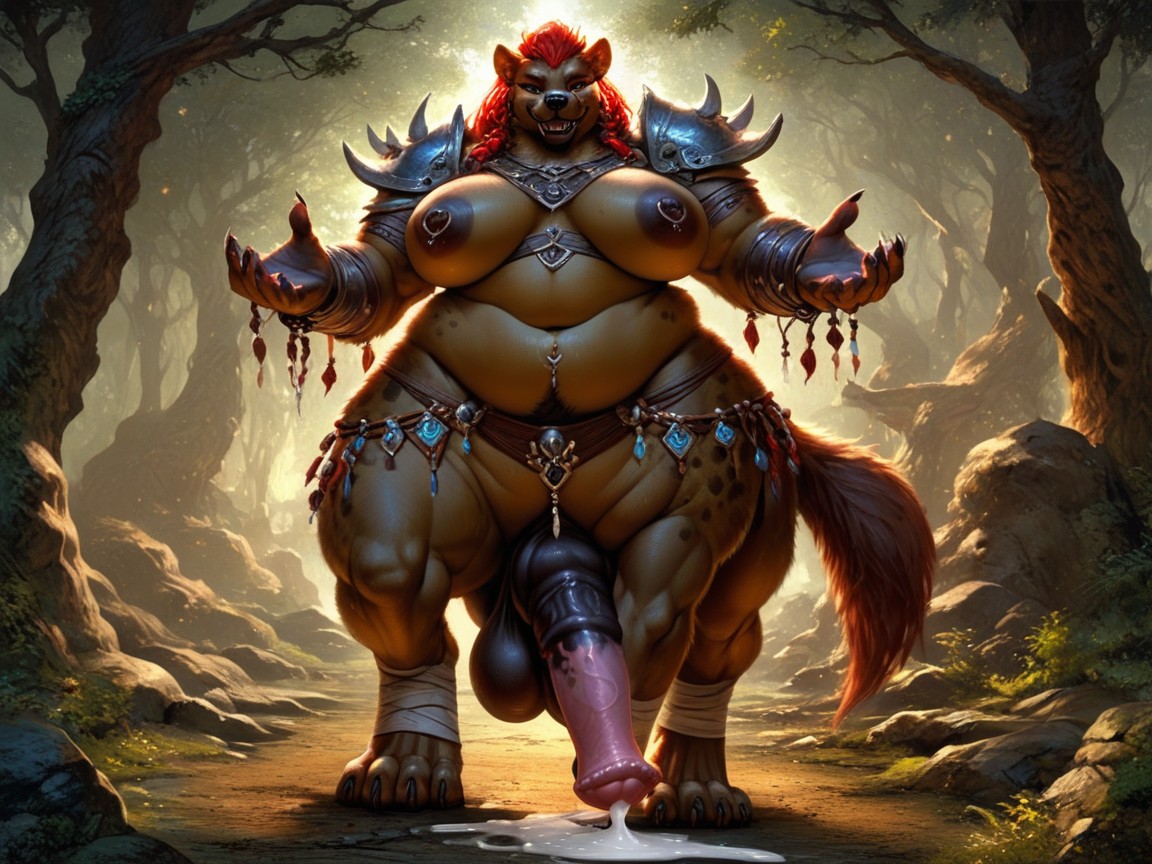 Arm Wraps, Morbidly Obese Overweight Body, Balls Piercing Furry AI Porn