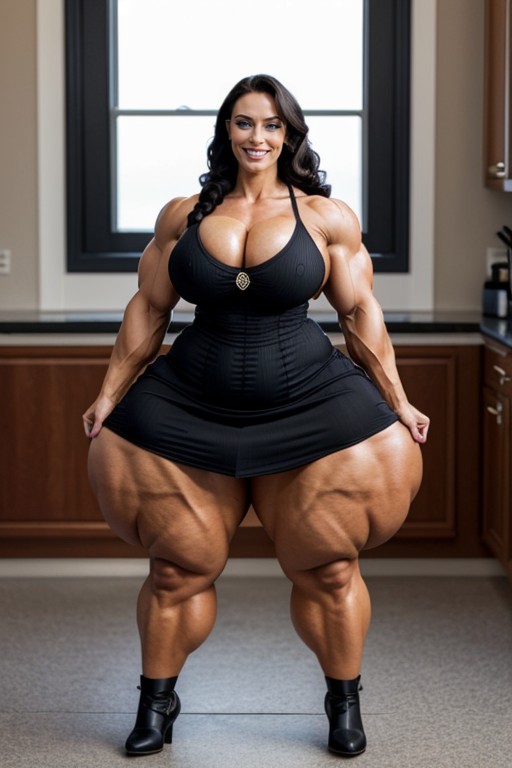 Black Lipstick, Hyper Thick Biceps, Ripped Muscles AI Porn