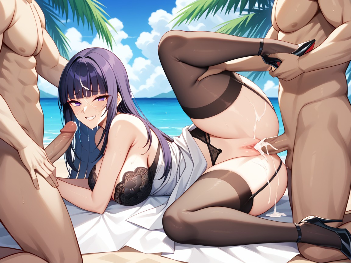 Exposing The Breasts, Grin Gleefully, White Dress Hentai AI Porn
