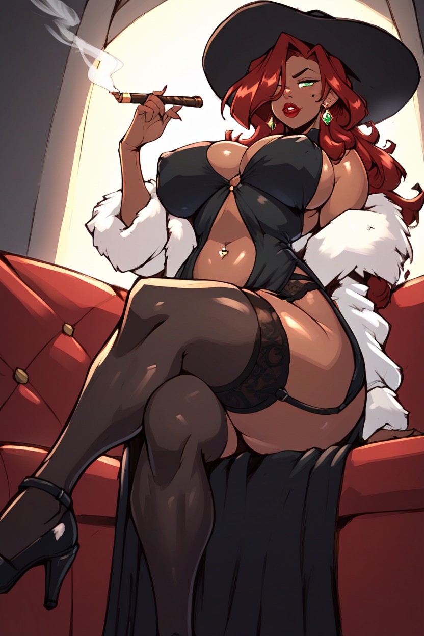 Navel Exposed, Massive Ass, Huge Tits Hentai AI Porn
