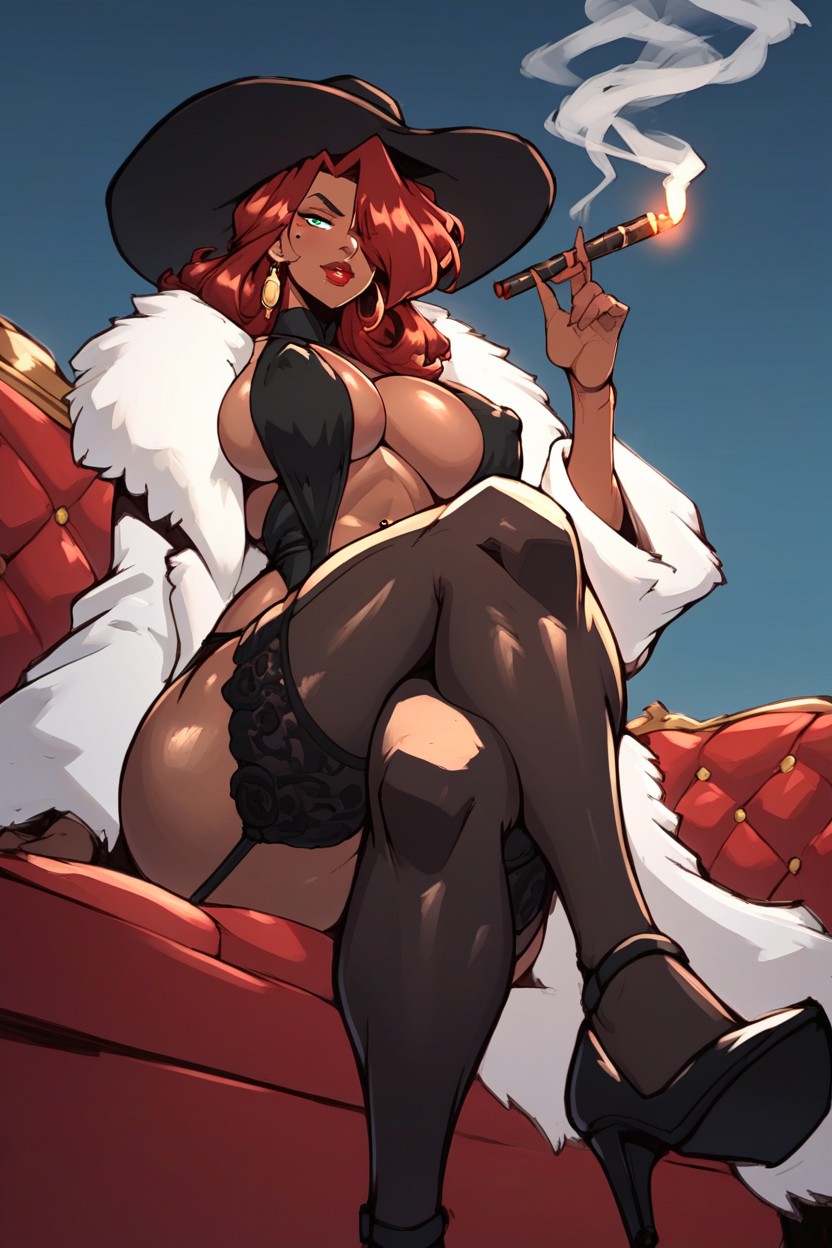 Black Heels, Red Lipstick, Green Eyes Hentai AI Porn