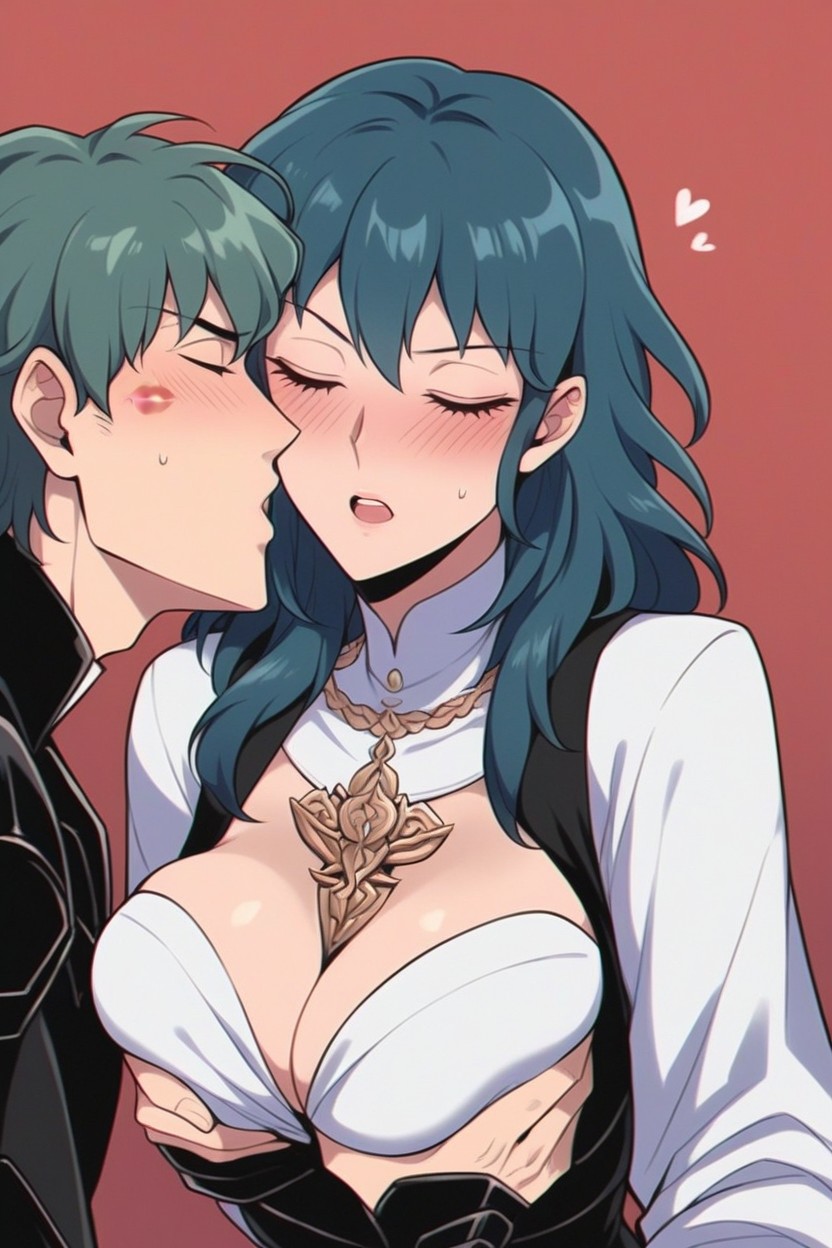 High Detail, Nose Between Breasts, Resting Head On Byleth's Breasts Hentai AI Porn