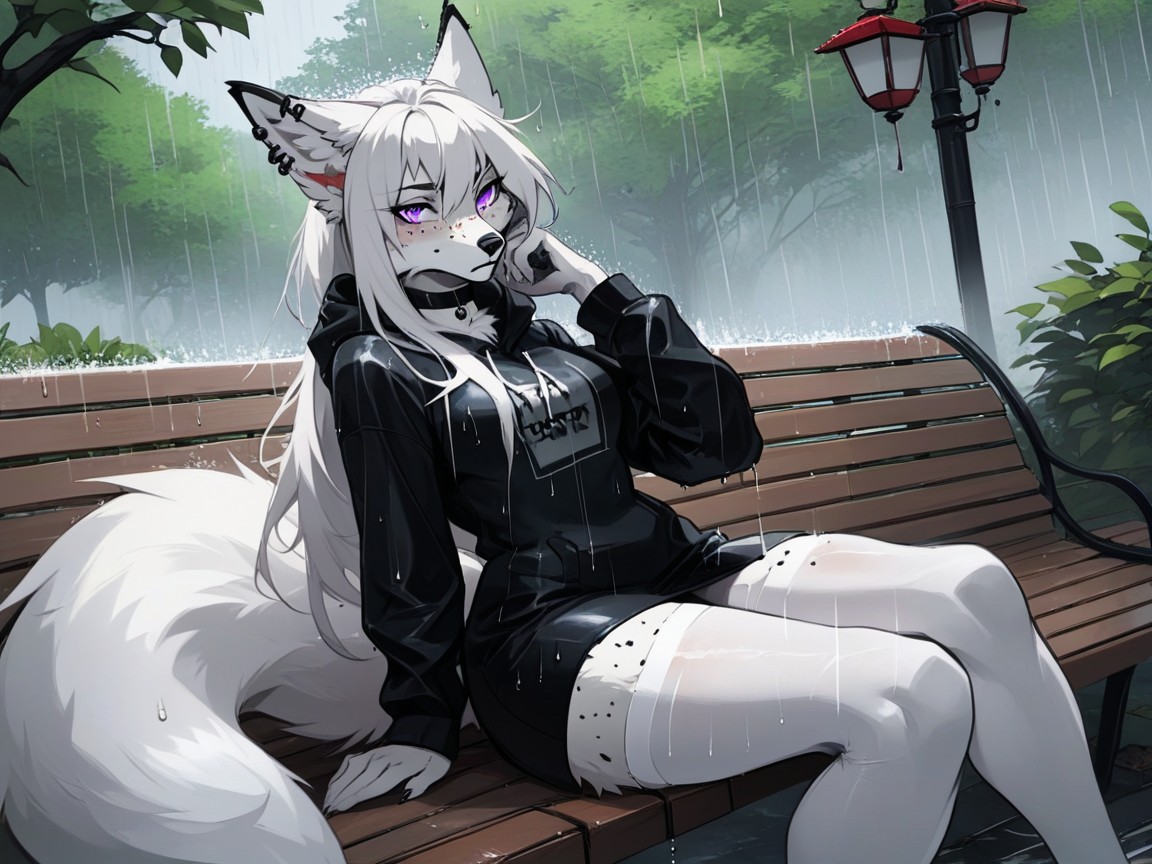 Ear Piercings, Raining, Bored Furry AI Porn