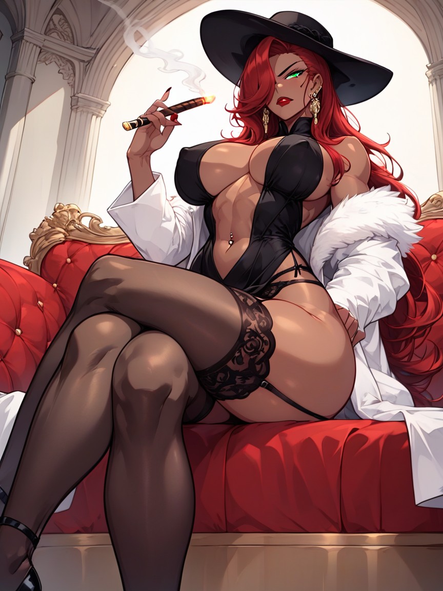Tan Skin, Straight Hair, Navel Exposed Hentai AI Porn