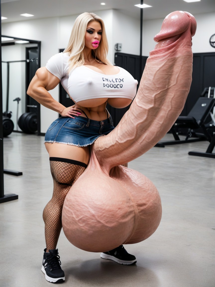Casual, Hyper Supersized Penis, Thick Muscles Shemale AI Porn