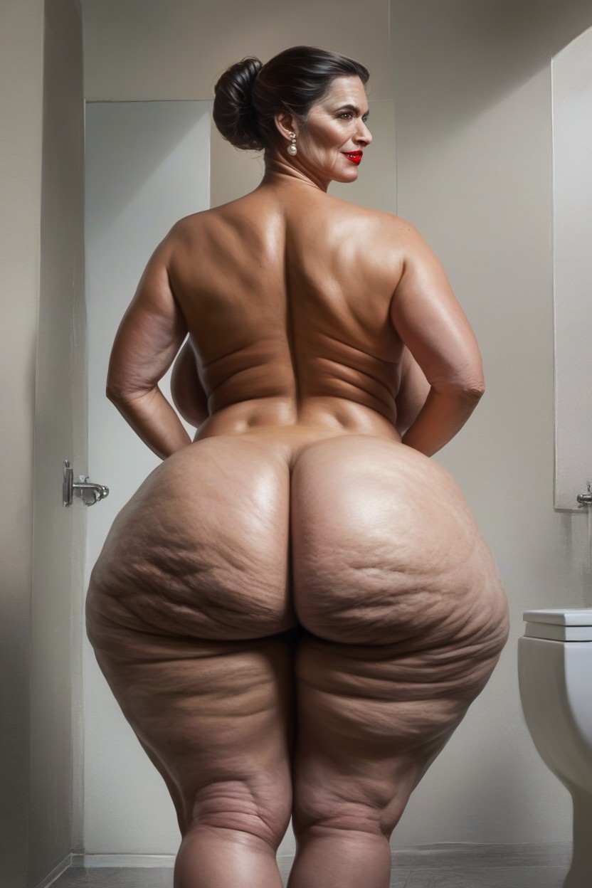 Thick Thighs, Ass Triple Width Of Shoulders, Disproportionately Large Ass AI Porn