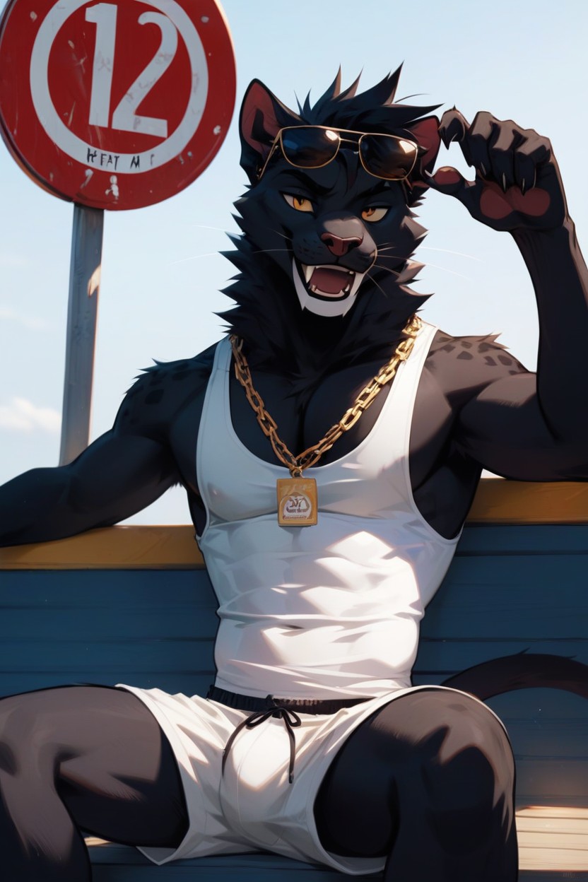 Hair, Cotton Shorts, Neck Chain Furry AI Porn