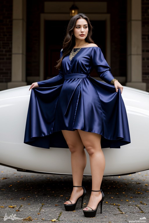 Her Poised Figure Remains Veiled, Side View, 18+ AI Porn
