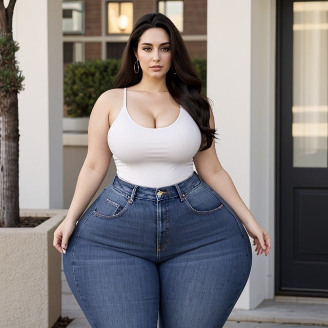 Classic Long Length Hair, Beautiful Woman In Her Forties, Enormous Massive Wide Hips AI Porn