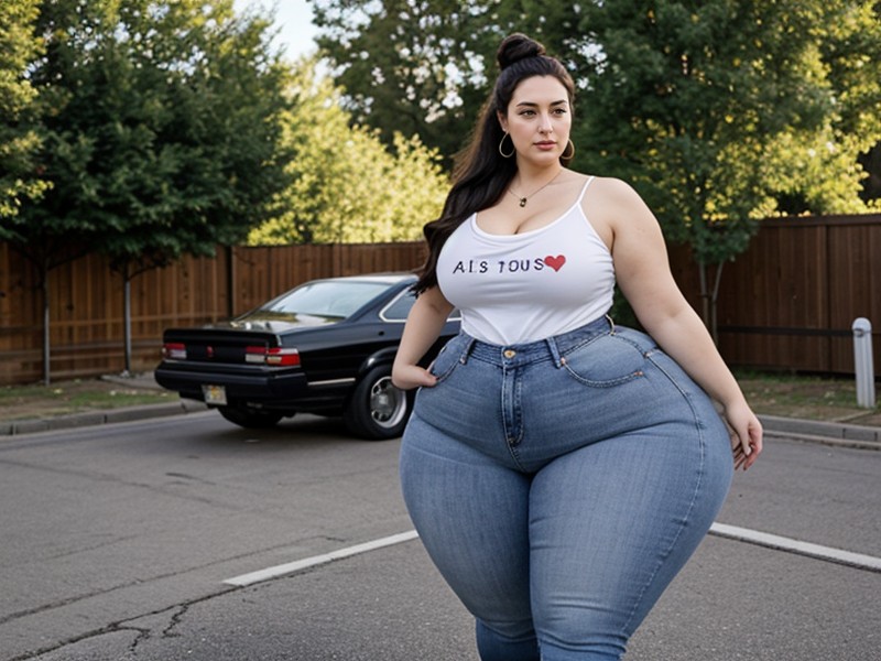 Classic Long Length Hair, Gigantic Ass, Long Haired Thick Ultra Pawg Model With Much More Wider Hyper Hips AI Porn