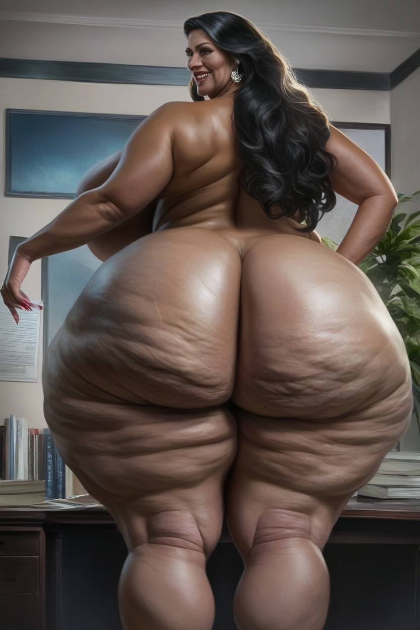Extremely Big Round Ass, Black Hair, Monster Fake Butt AI Porn