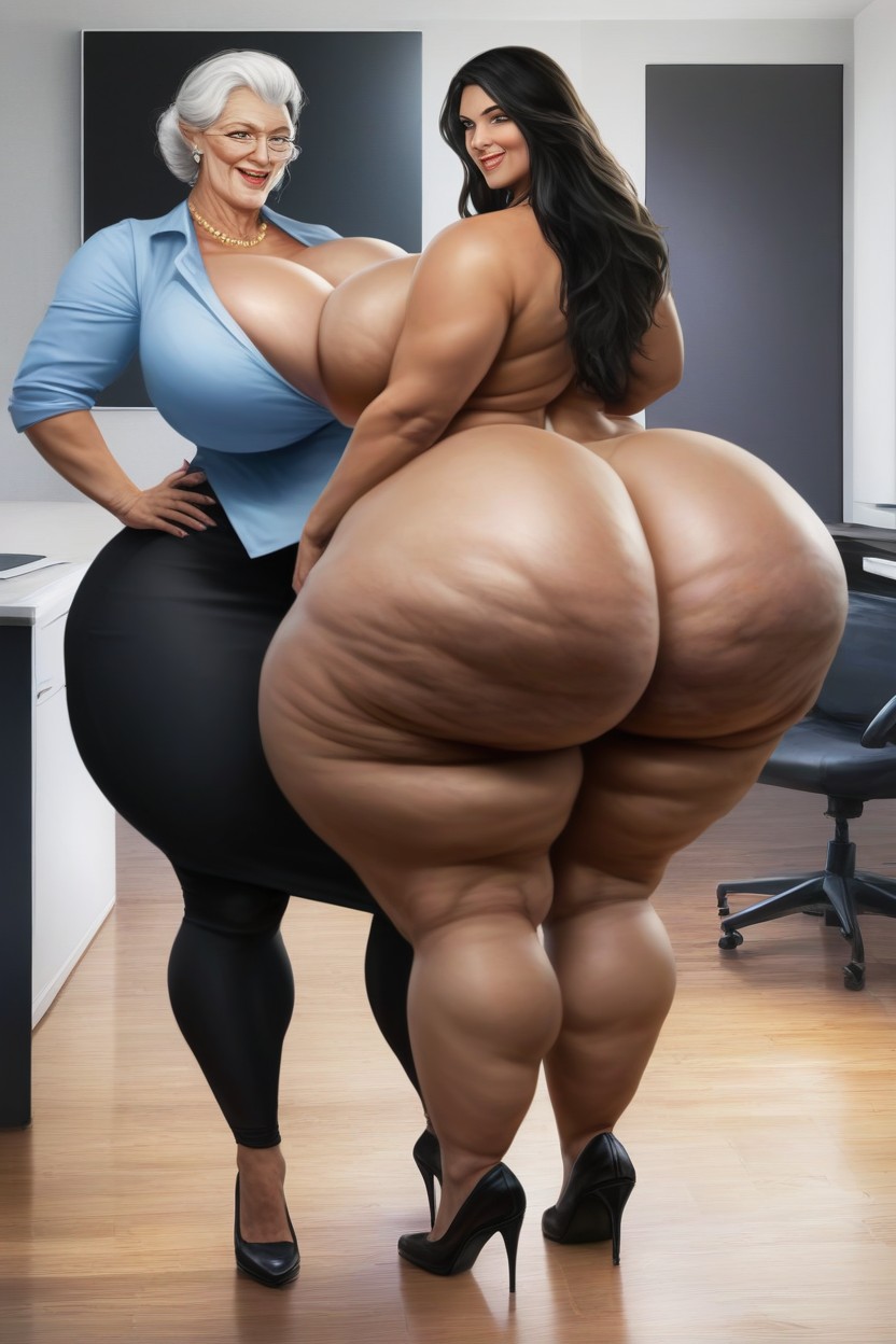 Gigantic Fake Booty Like, Ass Triple Width Of Shoulders, Beauty Face AI Porn