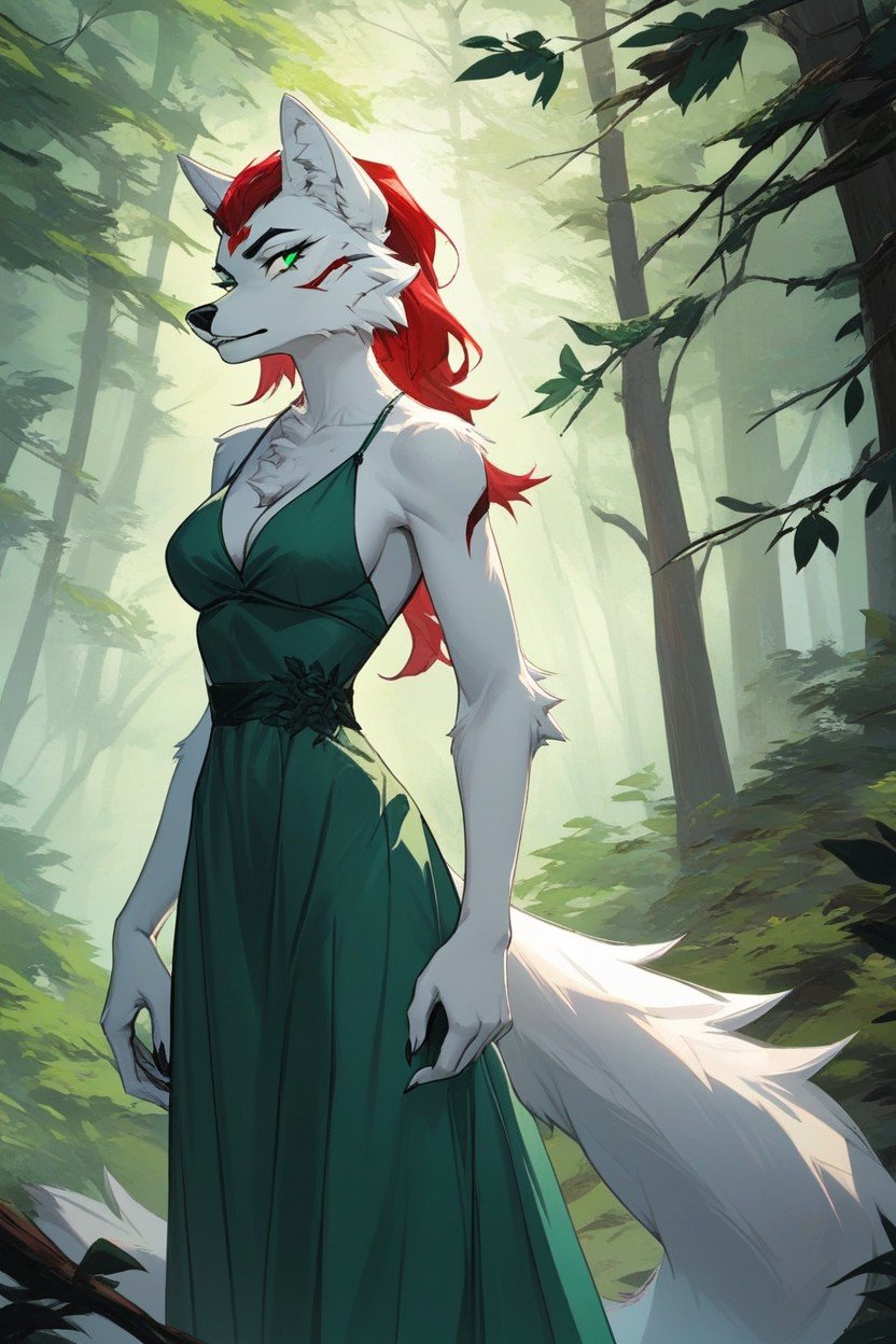 18+, Female Wolf, White Fur퍼리 AI 포르노