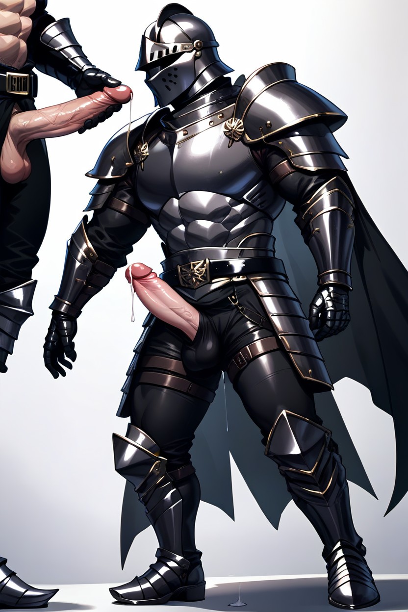 Standing Boldly Like A Hero, Front Side View, Erect Penis AI Gay Porn