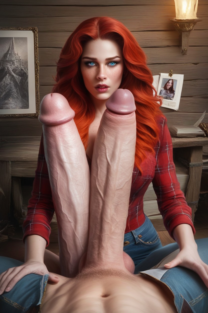 Medium Length, Enormous Cock, Blue Eyes AI Porn