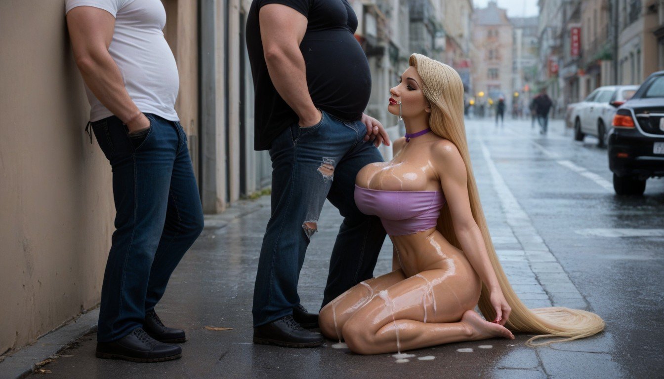 Naked Belly, Tall Homeless Men In Rags, StreetTransfrau KI-Porno