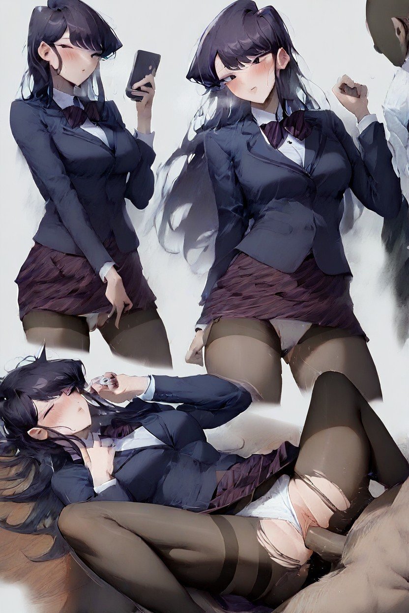 Sweaty, Microchested, Komi Shouko Shemale AI Porn