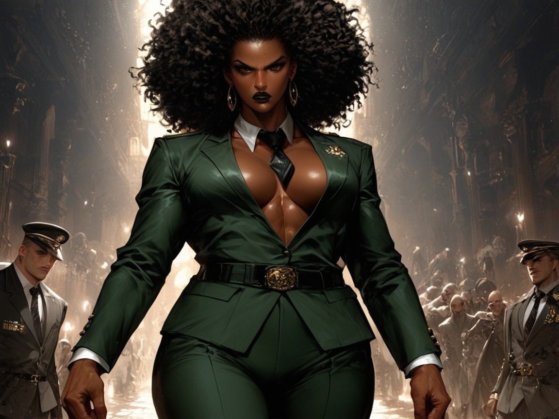 Mafia Era Setting, Military, High Color Contrast Latina AI Porn