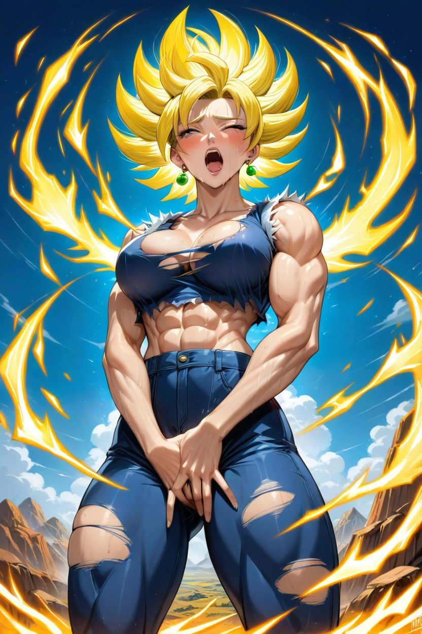 Touching Boob, Super Saiyan Berserk Kale From Dragon Ball Super, SquirtPorno IA Hentai