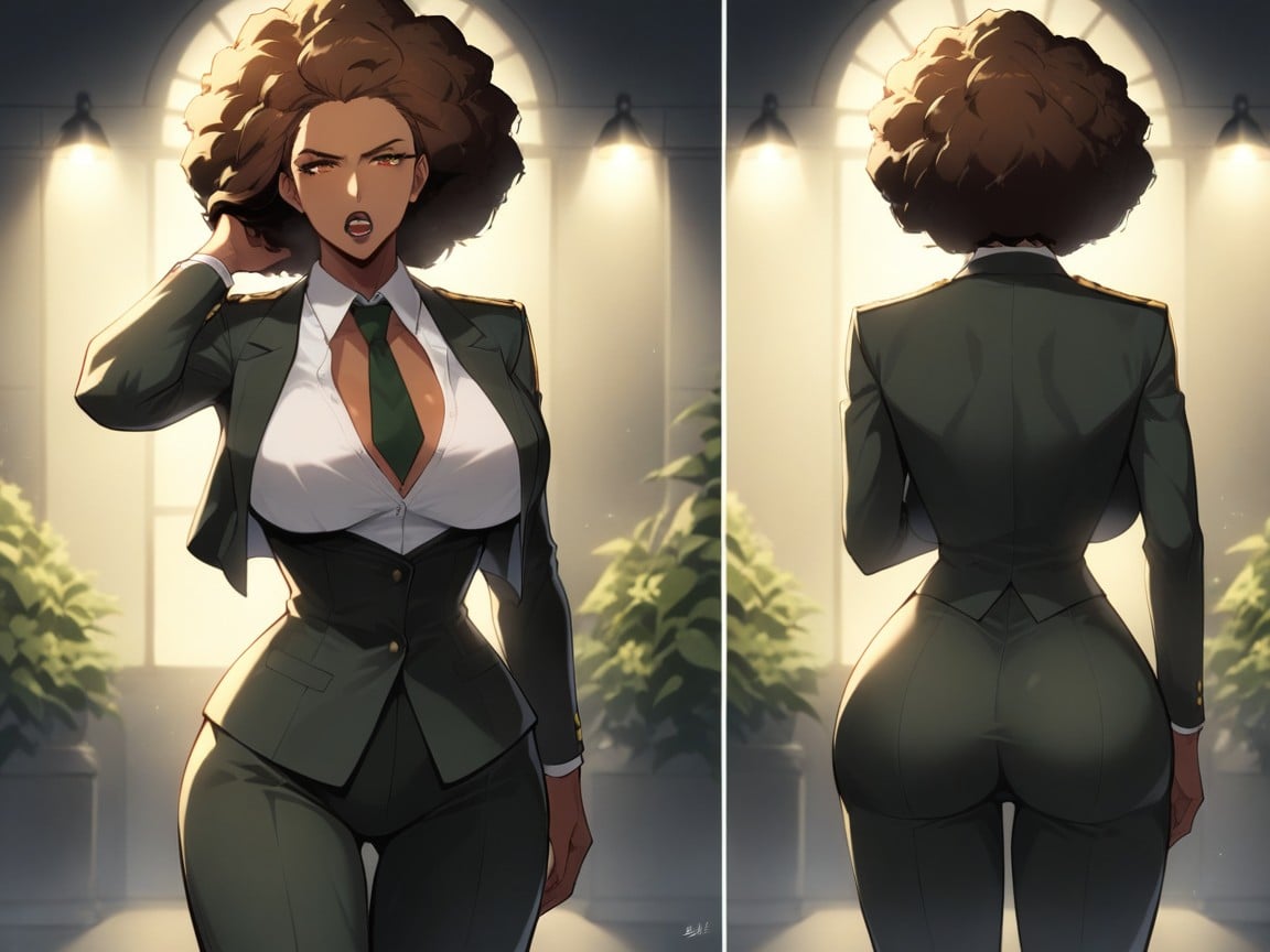 Dark Green Suit Jacket, Wide Chest, Abdomen Hentai AI Porn