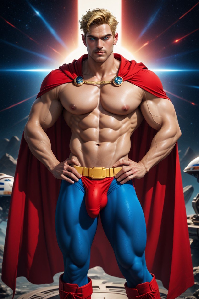 Red Briefs, Gigantesco, Red Cape Pornografia gay com IA