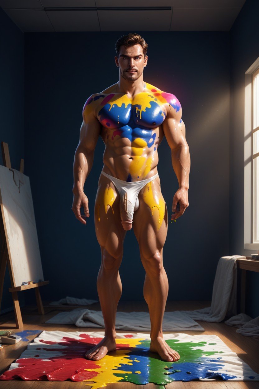 Brushes, 큰, Bodybuilder게이 AI 포르노