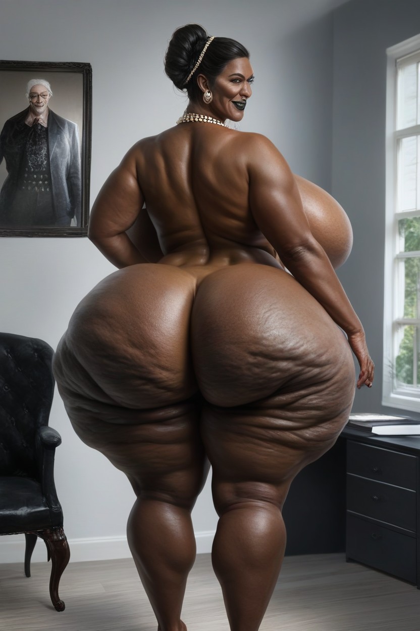 Booty Cheeks Extremely Huge, Thick Thighs, Ass Triple Width Of Shoulders AI Porn