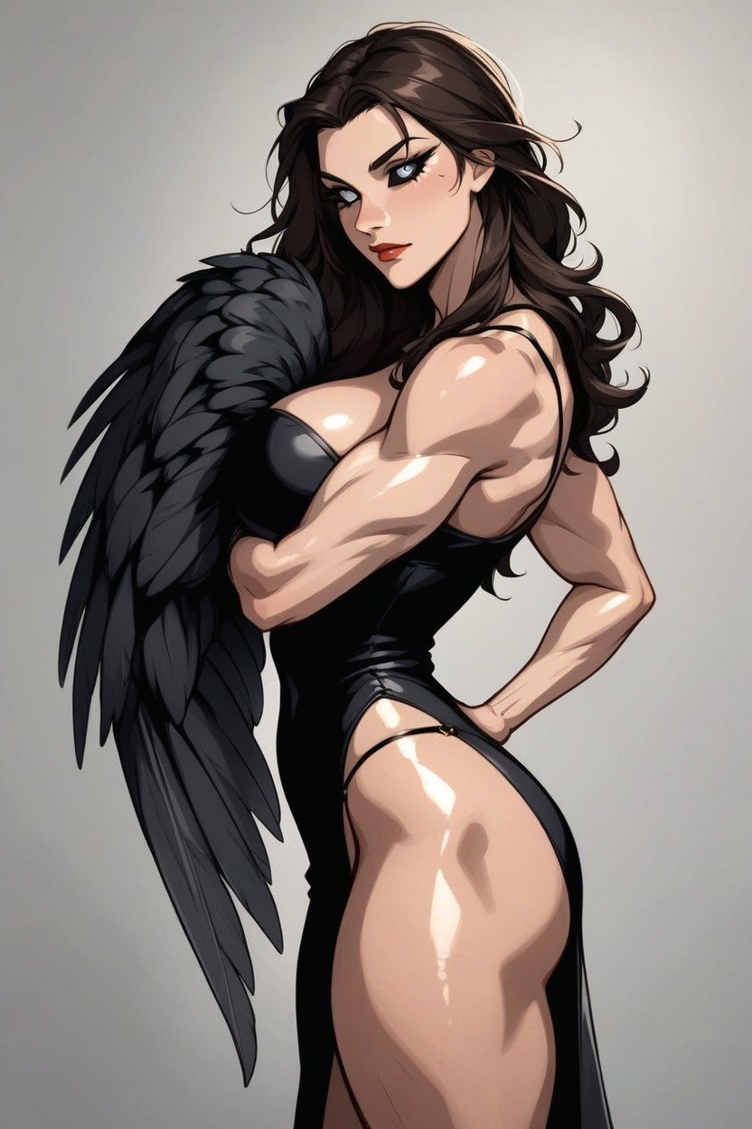 Thick Thighs, Black Feathers, Soft Lighting Hentai AI Porn