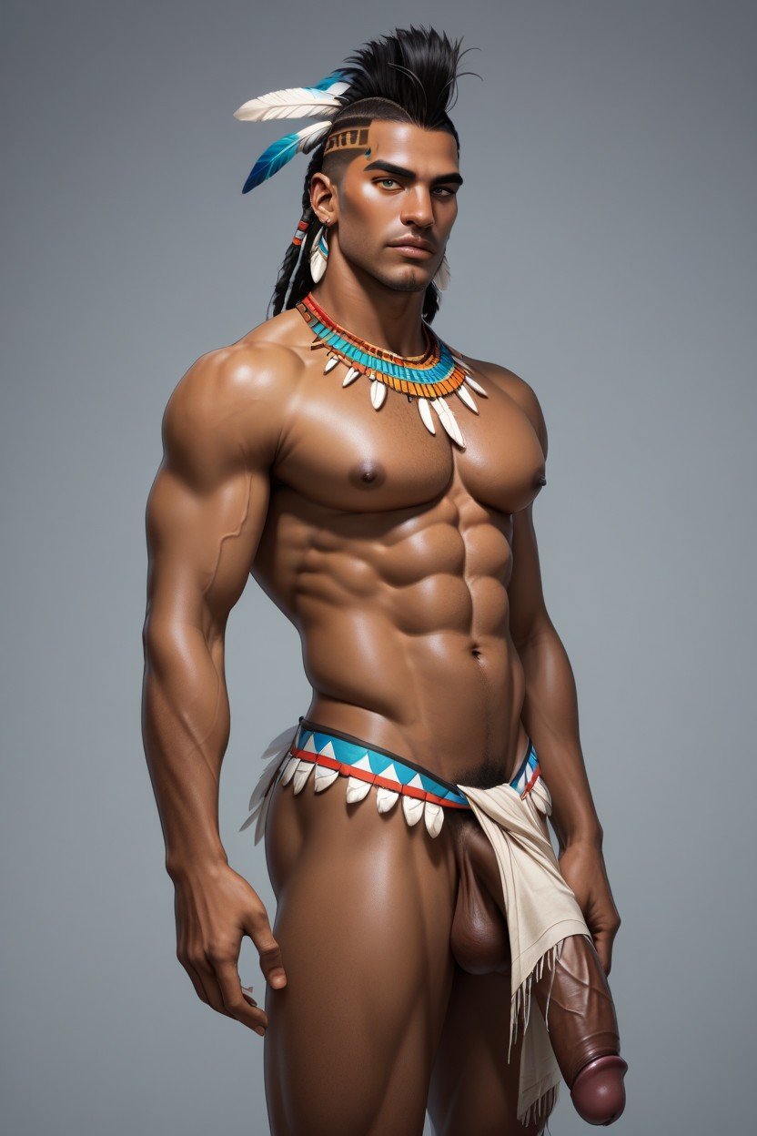 18+, Native American Teepee, African King AI Gay Porn