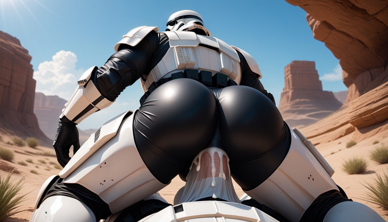 Male Stormtrooper, White Armor On Legs, Cabalgata Anal Por La EspaldaPorno gay IA