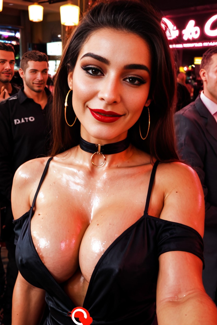 Snapchat Selfie, Nighclub Background, Deep Cleavage AI Porn