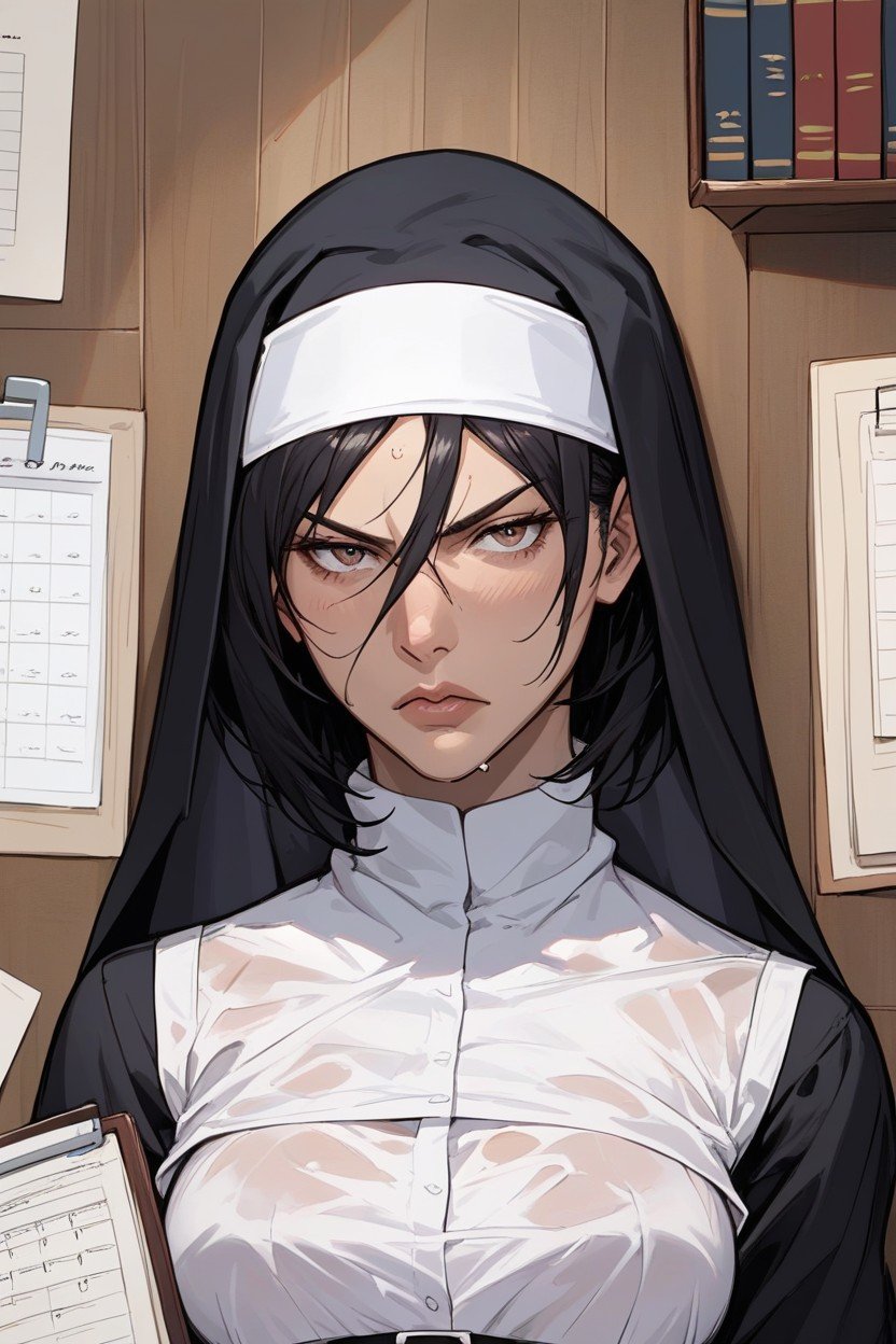 Nun, Close Up, Wet Clothes Shemale AI Porn