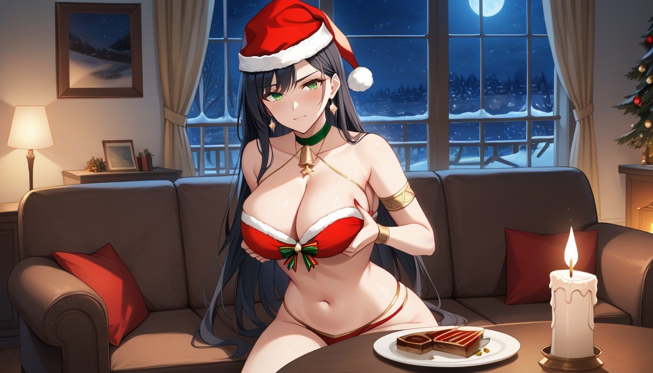 Night, Long Straight Hair, Christmas HatPorno IA Hentai