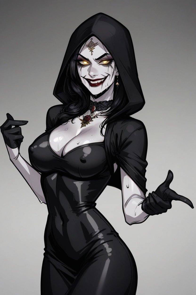 Tight Dress, Black Hood, Joker SmileAI黄漫