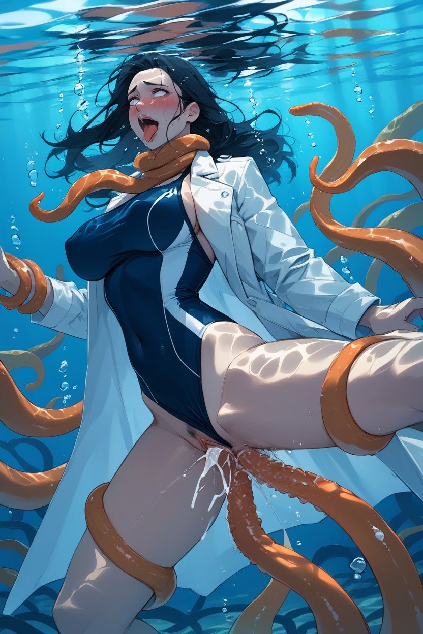 Tentacles Ripping Shirt, Blushing, UnderwaterPorno IA Furry