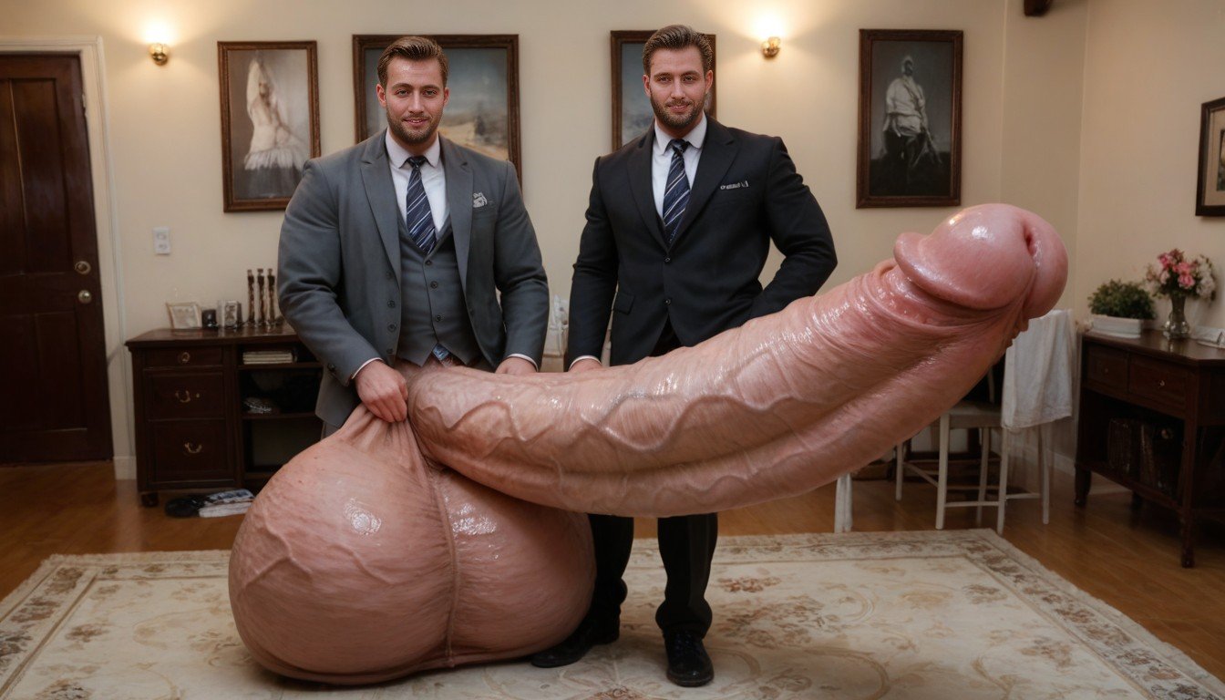 Man Proudly Showing Off His Hyper Gigantic Penis, Oiled Skin, Hyper Gigantic BallsAI兽人黄片