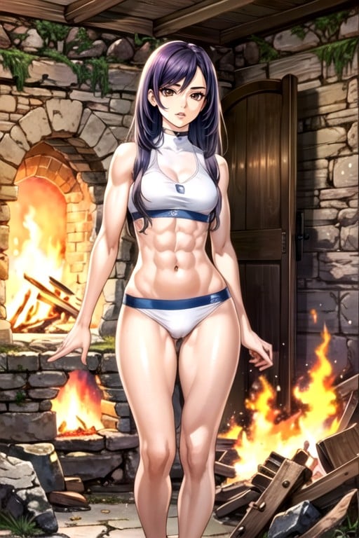 小さなお尻, Muscular Definition, 紫の髪ニューハーフAIポルノ