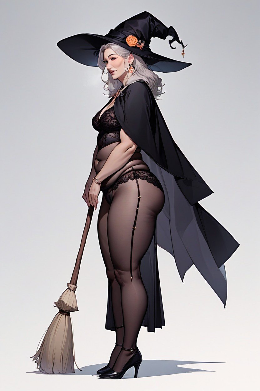 Witch Flying Broom, 30+, Cuerpo CompletoHentai IA